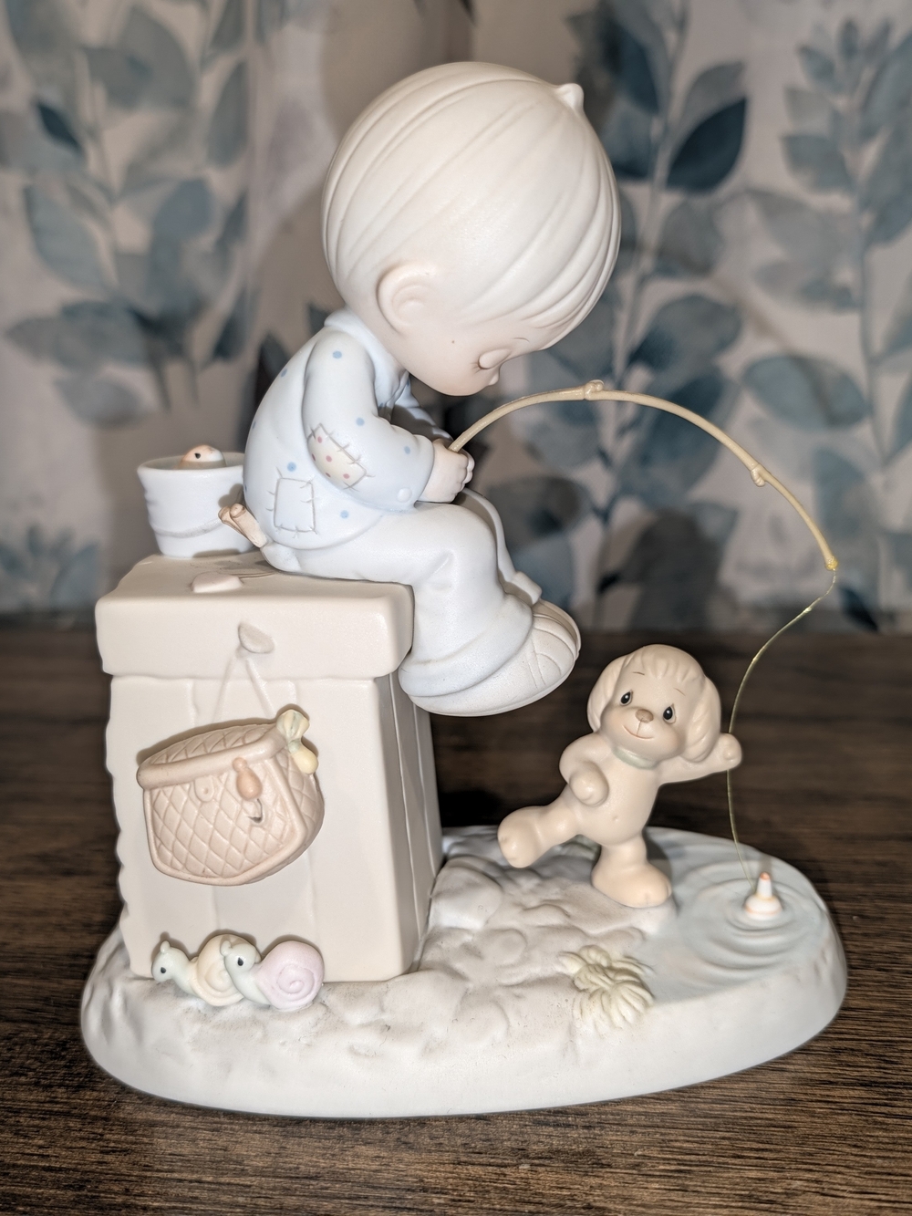 Precious Moments Vintage 1988 Boy Fishing With Dog Figurine